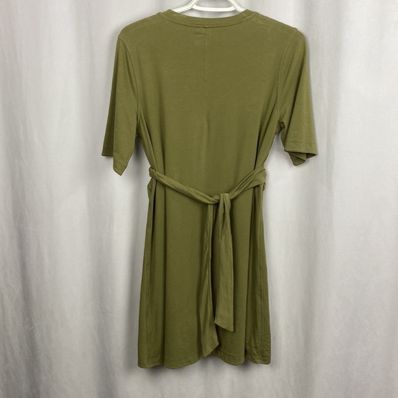 Lululemon Cotton Wrap-Front T-Shirt Dress - Bronze Green - Size 6 - Picture 10 of 11